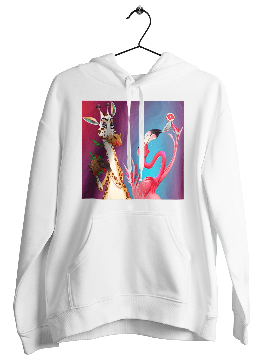 Giraffe And Flamingo At The Party