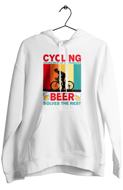 Чоловіче худі з принтом "Cycling Beer". Алкоголь, брутальні, велосипед, веселі, для спортсменів, літні, пиво, спорт, чоловічі. 2070702