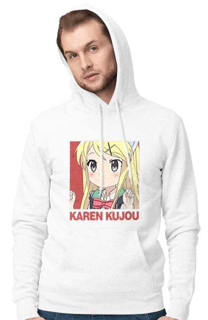 Men's hoodie with prints Kiniro Mosaic Karen Kujo. Anime, gold mosaic, karen, karen kujo, kiniro mosaic, kinmoza, manga. 2070702