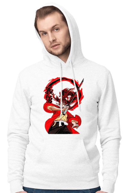 Men's hoodie with prints Demon Slayer Yoriichi Tsugikuni. Anime, demon slayer, manga, tsugikuni, yoriichi, yoriichi tsugikuni. 2070702