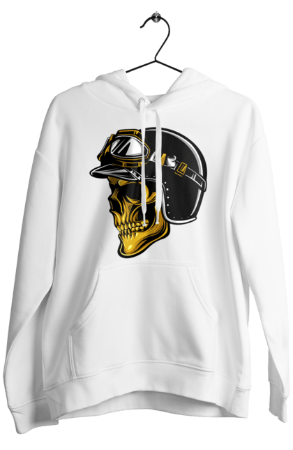 Чоловіче худі з принтом "Череп в мотошоломі". Крутий, очі, череп, шолом. 2070702