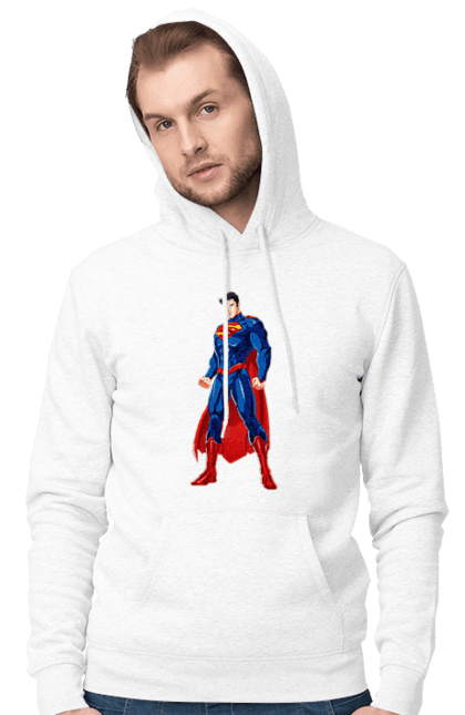 Чоловіче худі з принтом "Супермен". Герой коміксів, кларк кент, комікси дс, криптоніт, синій костюм, супергерой, супермен. CustomPrint.market