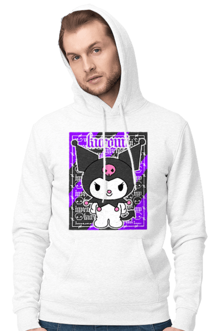 Men's hoodie with prints Hello Kitty Kuromi. Anime, character, hello kitty, kuromi, my melody, sanrio. 2070702