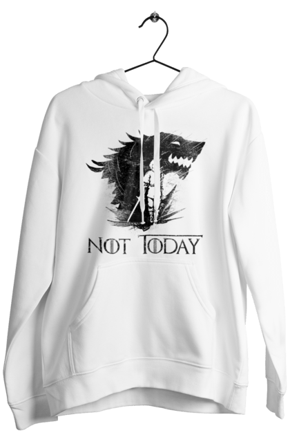 Men's hoodie with prints Game of Thrones Arya. Arya, game, got, not today, stark, starks, thrones, tv show, wolf, wolves. 2070702