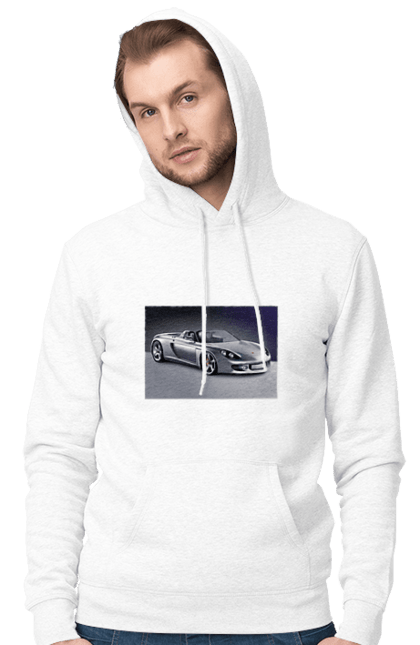 Men`s hoodie with prints Auto.2. Auto, color image, compartment, photo, sports car. 2070702