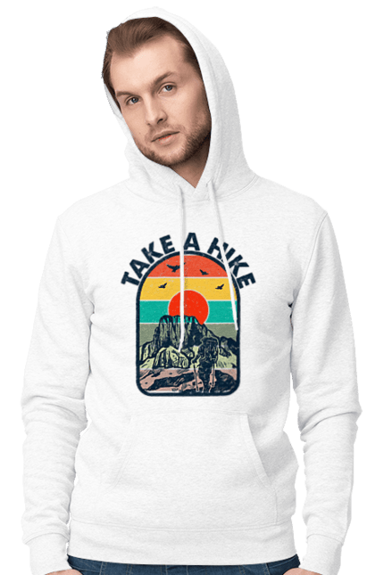 Men`s hoodie with prints Take A Walk Climber, Mountains. Climber, hike, take a walk. 2070702