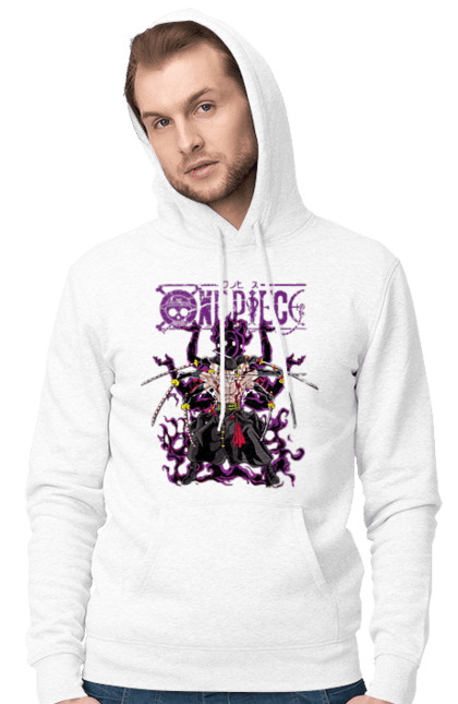 Men's hoodie with prints One Piece Zoro. Anime, manga, one piece, roronoa zoro, straw hat pirates, swordsman, zoro. 2070702