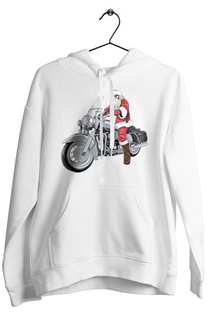 Чоловіче худі з принтом "Санта На Мотоциклі". Мотоцикл, новий рік, санта, свято. 2070702