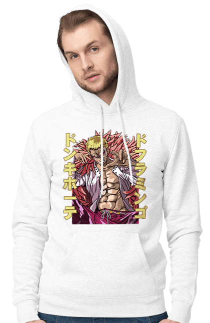 Men's hoodie with prints One Piece Donquixote Doflamingo. Anime, donquixote doflamingo, heavenly yaksha, manga, one piece, straw hat pirates. 2070702