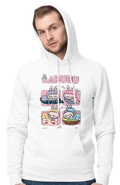 Men`s hoodie with prints Labubu`s Dream. Labubu, toys, weird cute. 2070702