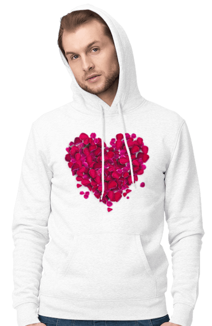 Чоловіче худі з принтом "Серце З Пелюсток Троянди". Пелюстки, серце, троянда. 2070702