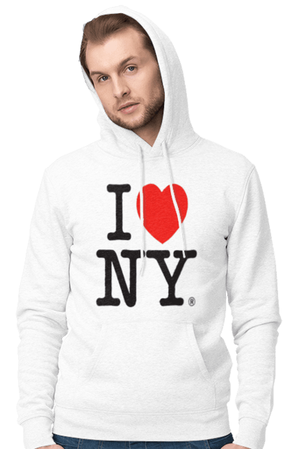 Чоловіче худі з принтом "Я люблю Нью Йорк". I love, i love ny, new york, нью-йорк, ньюйорк, я люблю. CustomPrint.market