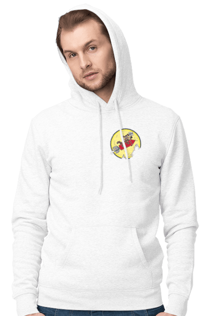 Men`s hoodie with prints Wile E. Coyote. Anti-hero, cartoon character, fast and bold, funny melodies, kayot, north american cayot, thief, villas, wiley, wili kayot. 2070702