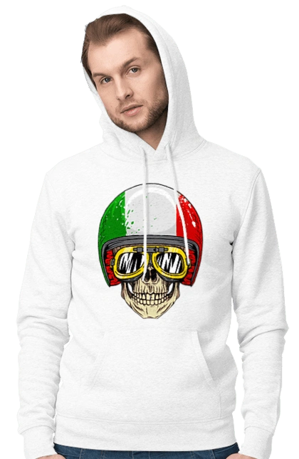 Skull in a motorcycle helmet