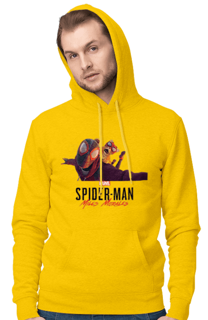 Чоловіче худі з принтом "Людина Павук Майлз Моралес". Кіт людини павука, людина, людина павук, майлз моралес, павук. CustomPrint.market