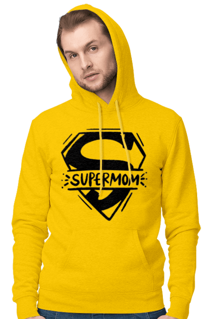 Чоловіче худі з принтом "Супермама". Для мами, мати, подарунок мамі, супер, супер мама. CustomPrint.market