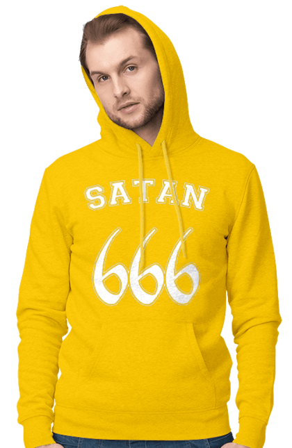 Чоловіче худі з принтом "Сатана 666". 666, готична, жах, сатана 666, страшна, хелловін, хелловін, хеловін. CustomPrint.market