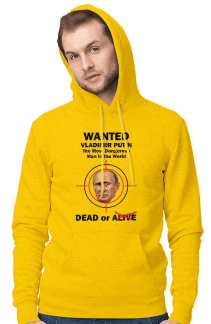 Чоловіче худі з принтом "Розшук Гаага". Путин, розшук гаага, розшук путин, хуйло. Print Shop