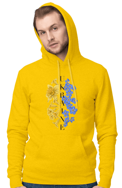 Чоловіче худі з принтом "Ukraine flower 2". Війна, війна в україні, герб україни, люблю україну, патріот, патрон, свобода, україна, я українець. PrintMarket - інтернет-магазин одягу та аксесуарів з принтами плюс конструктор принтів - створи свій унікальний дизайн