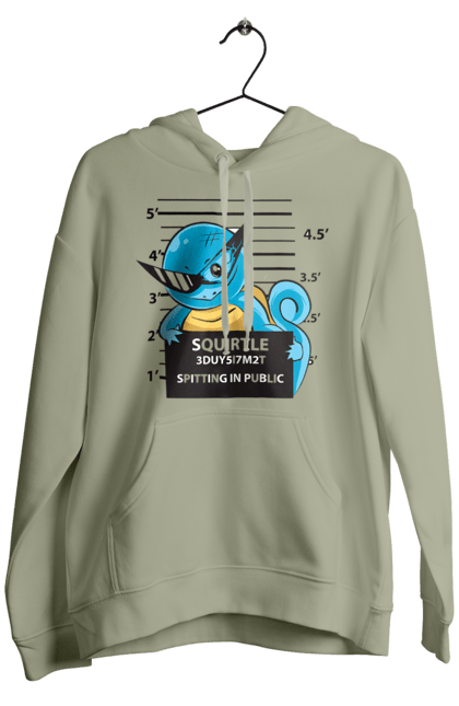 Men's hoodie with prints Pokemon Squirtle Mugshot. Anime, games, mugshot, nintendo, pokemon, pokemon go, squirtle. 2070702