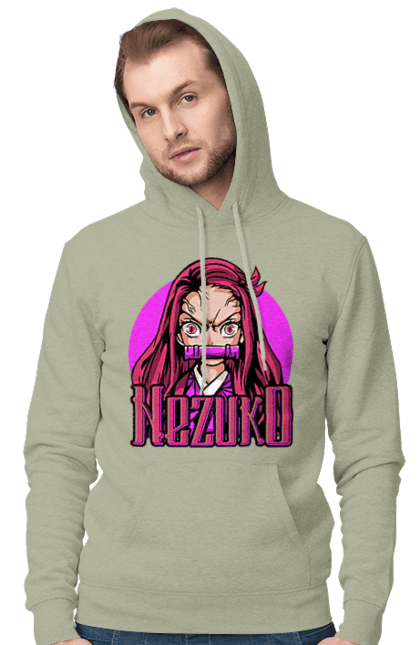 Men's hoodie with prints Demon Slayer Nezuko. Anime, demon slayer, kimetsu no yaiba, manga, nezuko, serial. 2070702