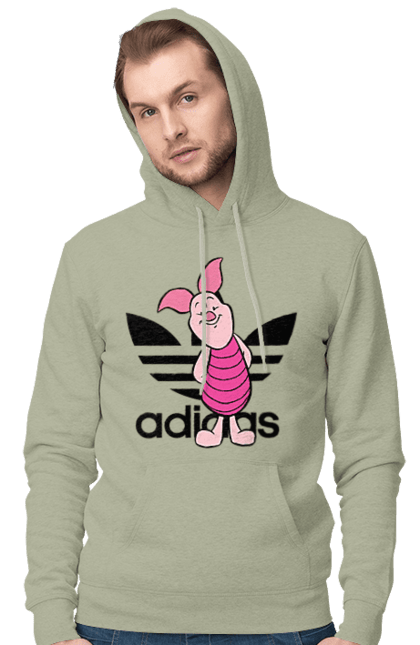 Men's hoodie with prints Adidas Piglet. Adidas, adidas, cartoon, piglet, winnie the pooh. 2070702