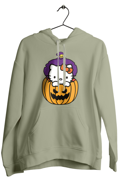 Чоловіче худі з принтом "Хелло Кітті Хелловін". Halloween, hello kitty, witch, бренд, відьма, кіт, кошеня, персонаж, хелло кітті, хелловін. 2070702