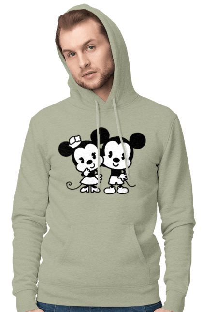 Мужское худи с принтом Микки Маус и Минни Маус. Mickey mouse, minnie mouse, дисней, микки, микки маус, минни маус, мультфильм. 2070702