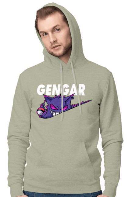 Men's hoodie with prints Pokemon Gengar. Anime, fushigibana, games, gengar, nintendo, pokemon, pokemon go. 2070702