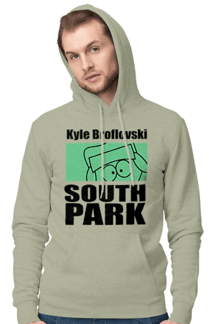 Мужское худи с принтом Южный Парк Кайл. Kyle, kyle broflovski, south park, кайл, кайл брофловски, мультсериал, южный парк. 2070702