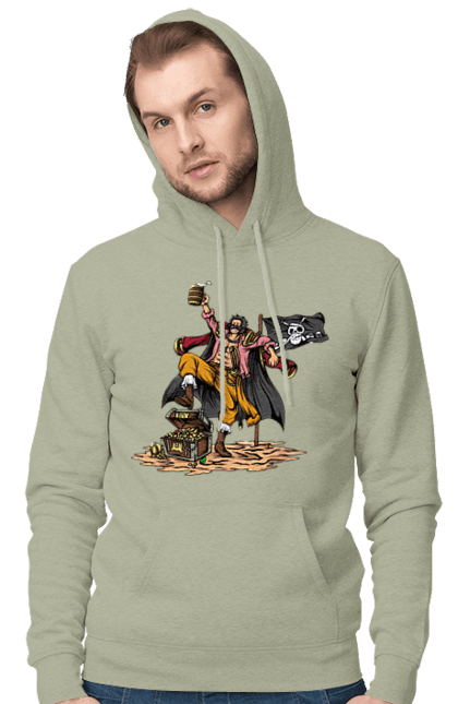 Men's hoodie with prints One Piece Gol D. Roger. Anime, gol d. roger, gold roger, manga, one piece, straw hat pirates. 2070702