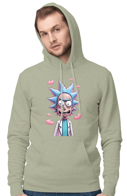 Чоловіче худі з принтом "Рік та Морті". Rick and morty, мультфільм, наукова фантастика, пригоди, рік, рік і морті, трагікомедія, чорний гумор. 2070702