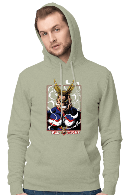 Чоловіче худі з принтом "Моя академія героїв Всемогутній". All might, my hero academia, yagi toshinori, академія юей, аніме, всемогутній, манга, моя геройська академія, один за всіх, тошинорі ягі. 2070702