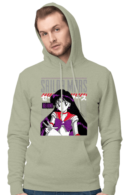 Men's hoodie with prints Sailor Moon Mars. Anime, drama, maho shojo, rei hino, sailor mars, sailor moon, tv series. 2070702