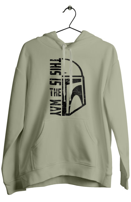 Men's hoodie with prints This is the way. Baby yoda, cinema, disney, distressed, mandalorian, mandalorian helmet, movies, star wars, television series. 2070702