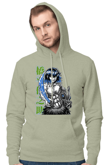 Men's hoodie with prints Demon Slayer Inosuke. Anime, demon slayer, inosuke, inosuke hashibira, kimetsu no yaiba, manga. 2070702