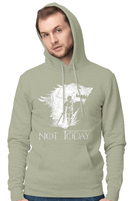 Men's hoodie with prints Game of Thrones Arya. Arya, game, got, not today, stark, starks, thrones, tv show, wolf, wolves. 2070702