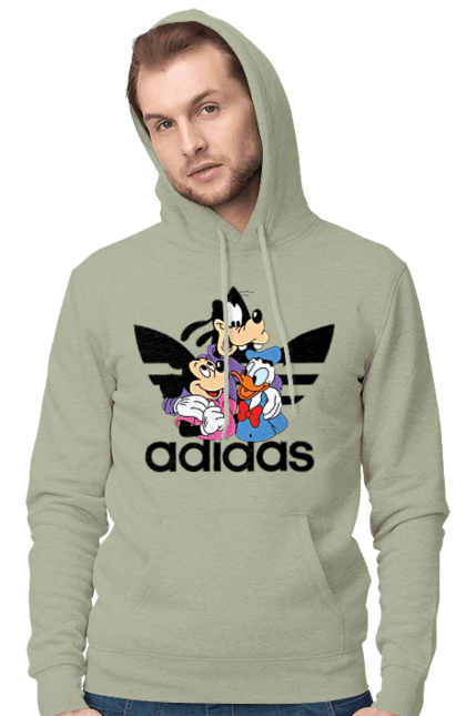 Мужское худи с принтом Adidas Микки Маус. Adidas, mickey mouse, адидас, дисней, микки, микки маус, мультфильм. 2070702