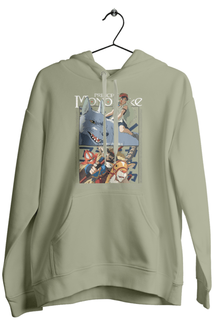 Men's hoodie with prints Princess Mononoke. Adventure, anime, fantasy, ghibli, hayao miyazaki, princess mononoke, studio ghibli. 2070702