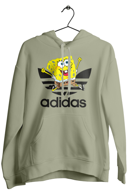 Men's hoodie with prints Adidas SpongeBob. Adidas, animated series, cartoon, spongebob, spongebob squarepants, sport. 2070702