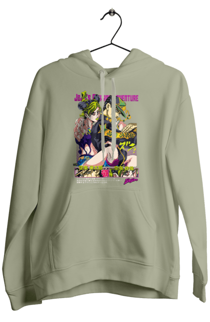 Men's hoodie with prints JOJO Jolyne Cujoh. Anime, jojo, jojo`s bizarre adventure, jojo’s bizarre adventure, jolyne cujoh, manga. 2070702