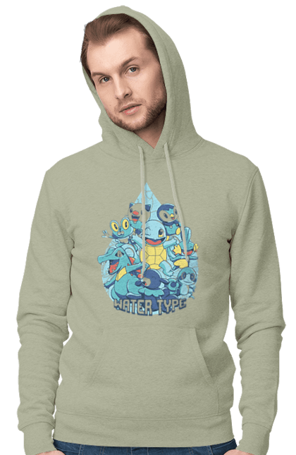 Men's hoodie with prints Pokemon Squirtle. Anime, games, nintendo, pokemon, pokemon go, squirtle. 2070702