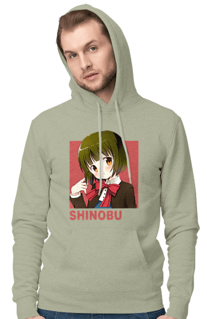 Men's hoodie with prints Kiniro Mosaic Shinobu Omiya. Anime, gold mosaic, kiniro mosaic, kinmoza, manga, shinobu, shinobu omiya. 2070702