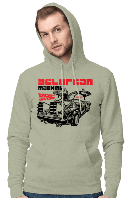 Men's hoodie with prints Time machine DeLorean. Back to the future, delorean, movie, time machine. 2070702