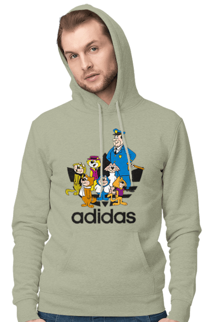 Мужское худи с принтом Adidas Top Cat. Adidas, top cat, адидас, кот, коты, мульт, мультсериал. 2070702