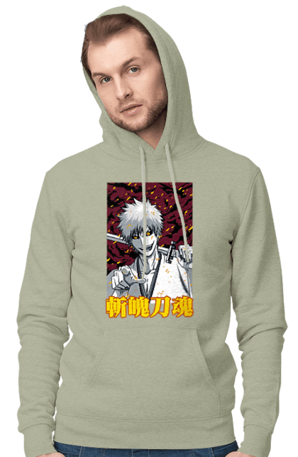 Men's hoodie with prints Bleach Ichigo Kurosaki. Anime, bleach, ichigo, ichigo kurosaki, manga. 2070702