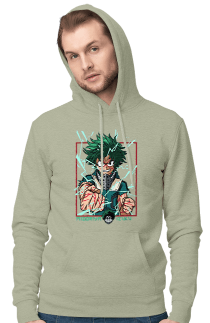 Чоловіче худі з принтом "Моя академія героїв Мідорія". Izuku, midoriya, my hero academia, аніме, ізуку мідорія, манга, мідорія, моя геройська академія. 2070702