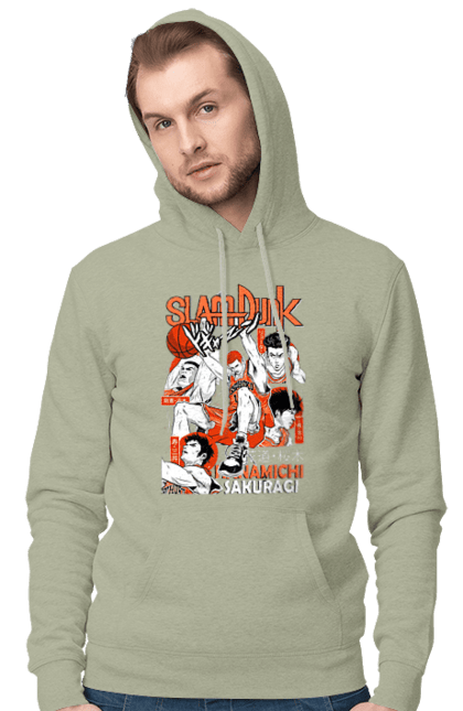 Чоловіче худі з принтом "Слем данк Сакурагі Ханамічі". Hanamichi sakuragi, slam dunk, аніме, баскетбол, манга, сакурагі ханамічі, слем-данк, спокон, спортивне аніме, сьонен. 2070702