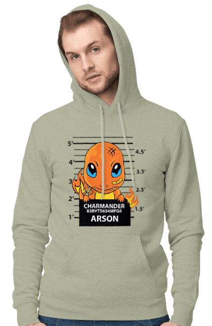 Men's hoodie with prints Pokemon Charmander. Anime, charmander, games, nintendo, pokemon, pokemon go. 2070702