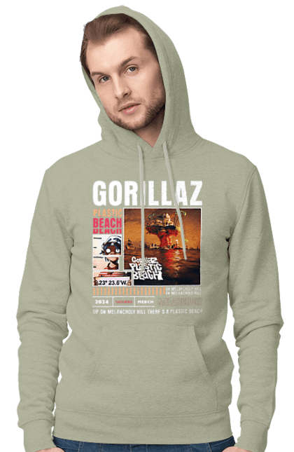 Чоловіче худі з принтом "Gorillaz". Gorillaz, горилаз, горіллаз, група, електроніка, музика, рок, хіп хоп. 2070702